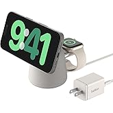 Belkin 2-in-1 Qi2 Wireless Charging Dock 15W Fast Charge iPhone Charger Compatible with iPhone 17, 16, 15, 14, and 13 Series, AirPods, and Other Qi2 Enabled Devices, Includes Power Supply - Sand