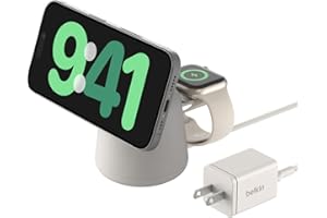 Belkin 2-in-1 Qi2 Wireless Charging Dock 15W Fast Charge iPhone Charger Compatible with iPhone 17, 16, 15, 14, and 13 Series,