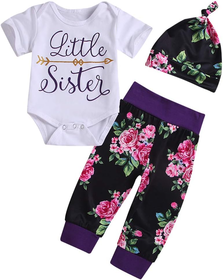 Baby Girls Family Matching Clothing Set Little Big Sister Romper Shirt Tops+Gold Heart Long Pants Outfit Set