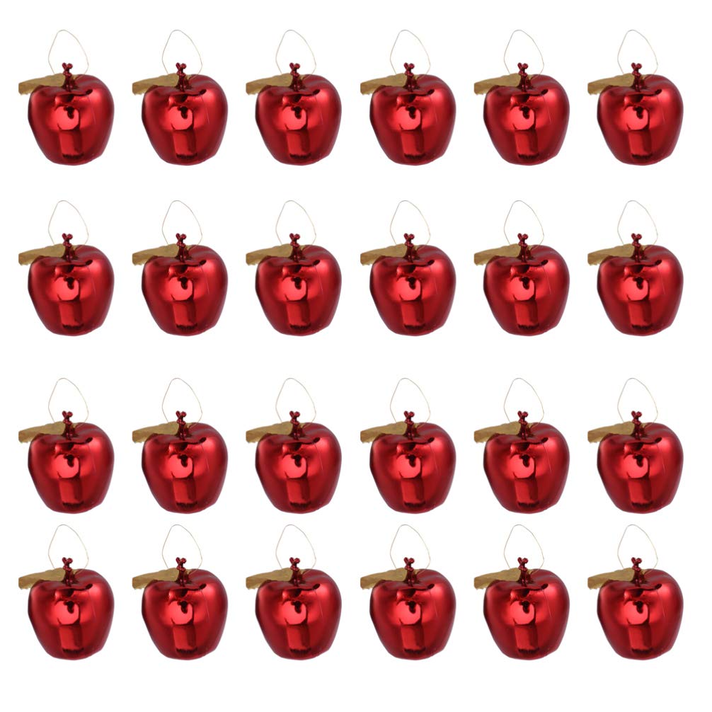 24pcs 4cm Mini Apple Ornaments Christmas Tree Decorations Xmas Hanging Pendant Baubles for Trees