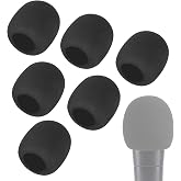 6 Pack SM58 Foam Mic Cover, Thick Handheld Windscreen for Shure, Black | Fits Most Handheld Microphones, Reduces Wind Noise, Washable Mic Covers for KTV, Singing, Stage Performance and Podcasting