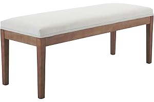LZAREAL Upholstered Entryway Bench Farmhouse Shoe Benches for Hallway Porch Bedroom Bench for End of Bed Dining Bench for Dining Table Dining Room Kitchen Window with Wood Legs, Linen, Beige