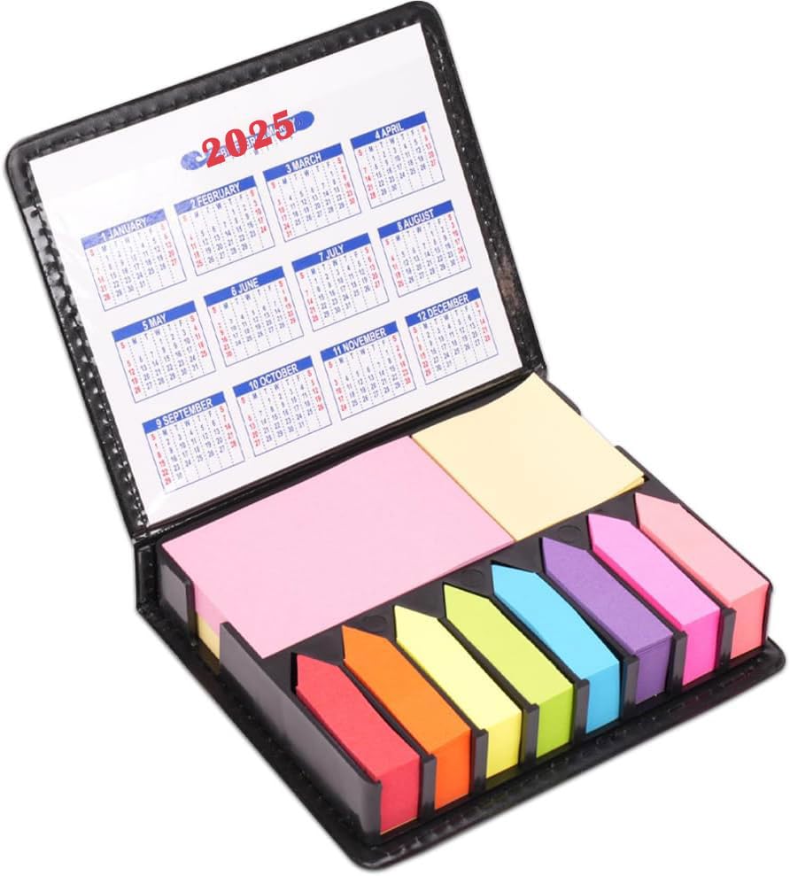 Sticky Notes Set, Notes Bookmarks, 2000 Pcs Rectangular Notes and Memo Stickers with PU Box Gifts for Office Home School Meeting Color Self-Stick Memo Note Pads