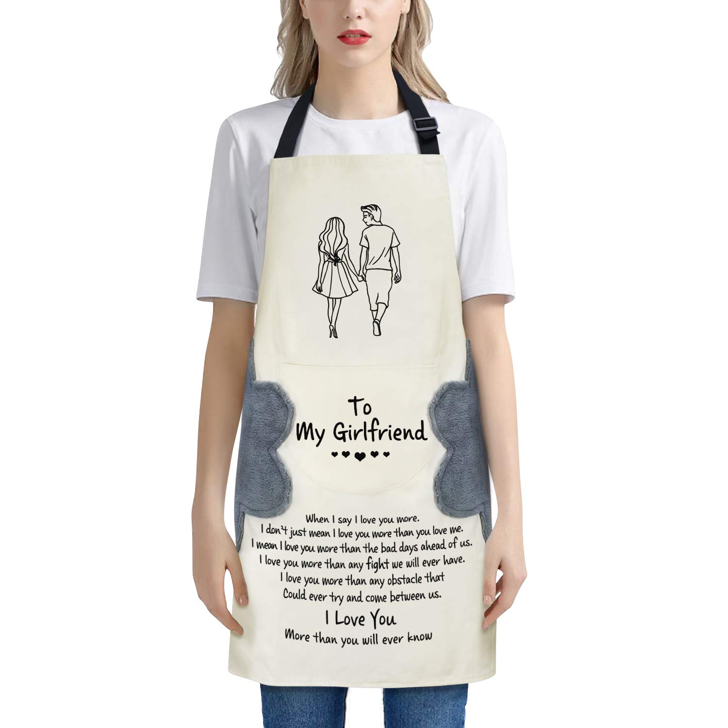 Kenon Custom Apron with Pocket, can Wipe Hands, Personalised Kitchen Aprons Adjustable Apron Waterproof Cooking Kitchen Chef Aprons, Cooking Apron, for Home, Restaurant, Craft, Garden