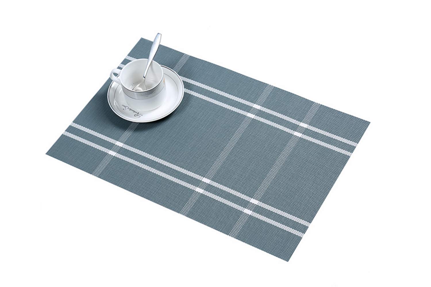 Table Mats (Set of 6),New Non-slip Insulation Washable Quick Drying Decorative Placemat,Blue-gray