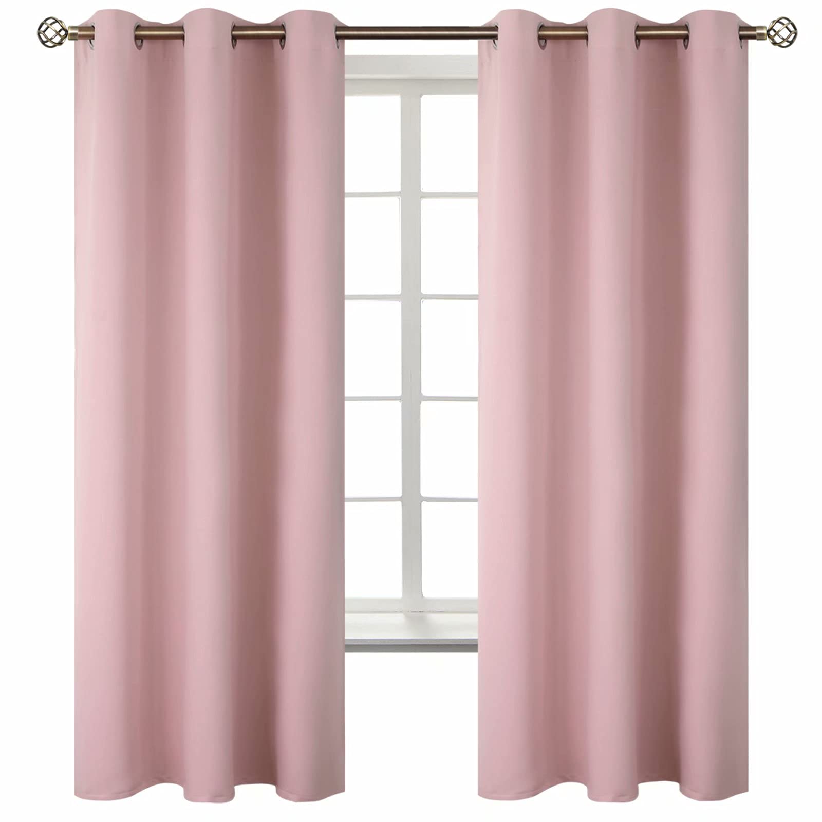 BGment Room Darkening Curtains 63 Inches Long - Grommet Thermal Insulated Drapes Window Treatment Curtains for Bedroom, 2 Panels, 42 x 63 Inch, Baby Pink — image 1