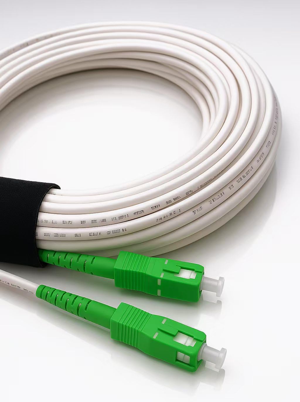 Elfcam® - 2m/6.56ft Fiber Optic Cable SCA to SCA Simplex Singlemode 9/125μm LSZH, Patch Cord Cable for FTTH, White Color, 2 Meters