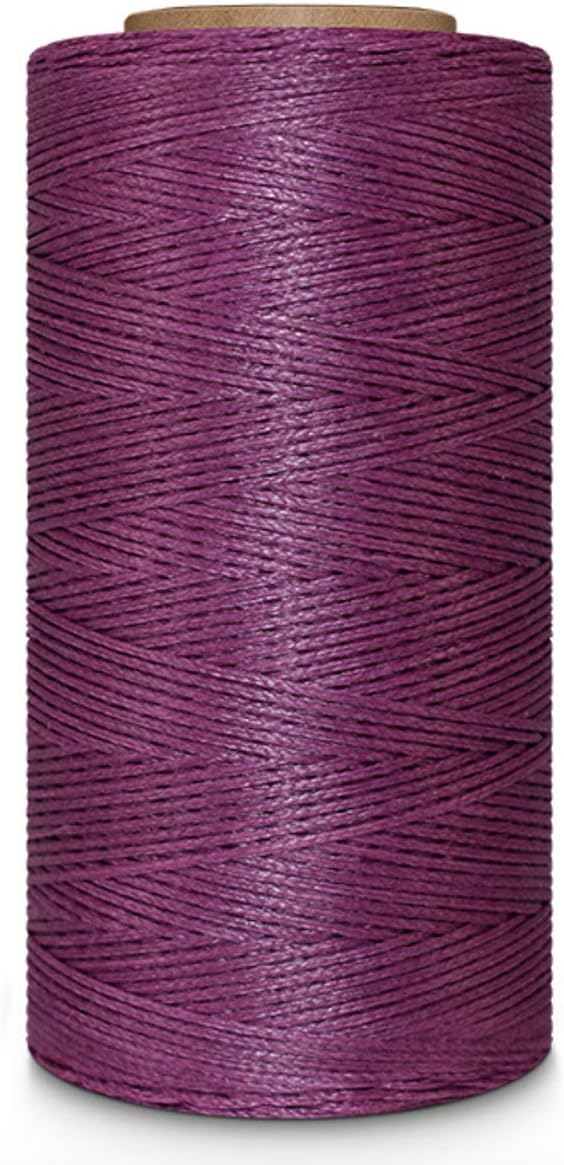 Leather Sewing Thread Stitching String - DIY Craft Flat Waxed Cord 284 Yards (Purple)