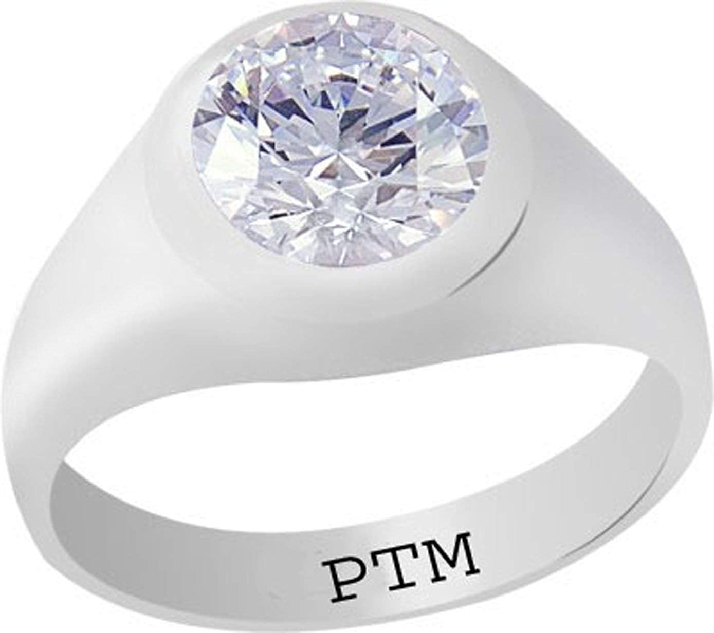 Certified Natural 9.25 Ratti or 8.40 Carat Zircon (American Diamond) Astrological Gemstone BIS Hallmark 925 Sterling Silver Ring for Men & Women