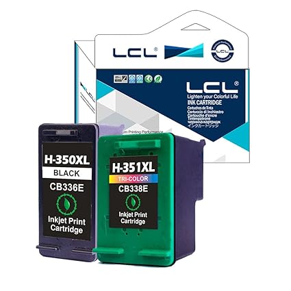 LCL 350XL 351XL CB336EE CB338EE (2Stücke,1Schwarz 1Farbe) Tintenpatrone nachgefüllt Kompatibel für HP Photosmart C4480 C4580 