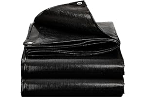 Black Tarps-16 Mil Heavy Duty Waterproof Tarpaulin,Lightweight,Durable,Waterproof, Outdoor Waterproof Tarps for Camping Pool,