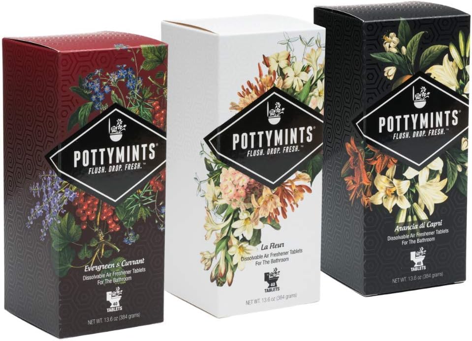 POTTY MINTS Dissolvable Air Freshener Toilet Tablets, Master Set, Arancia Di Capri