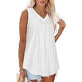 Womens Tank Tops Sleeveless Summer V Neck T Shirts Casual Loose Fit Tunic Blouses