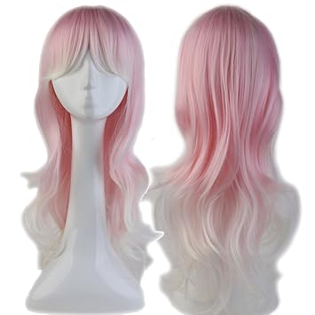 Largo Peluca Cosplay Wig 60 Cm Mixta Color Ondulado Pelo Artificial Fiesta Carnaval Günstig Wigs