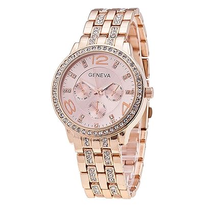 Klassische Damen Armbanduhr, Paticess Quarzuhr Luxus Glänzender Strass Edelstahl Band Mode Beiläufig Analoge Uhren Geschenk f