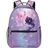 Turamurra Cute Axolotl Backpack, Travel Backpacks Laptop Rucksack for Women, School Bookbag for Kids Girls Boys Teens, Axolotl Back Pack Accessories Bag for Work, Ideal Gifts for Animal Lovers