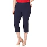 Rekucci Curvy Woman Plus Size Classic Pull-On Stretchy Straight Leg Capri