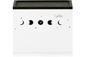 HOTCAN Discreet Tampon Holder for Bathroom with Vanity Tray Lid, Tampon Organizer for bathroom for Wall or Countertop Mount, Wood Tampon Dispenser, Feminine Product Organizer, White Small Storage Box