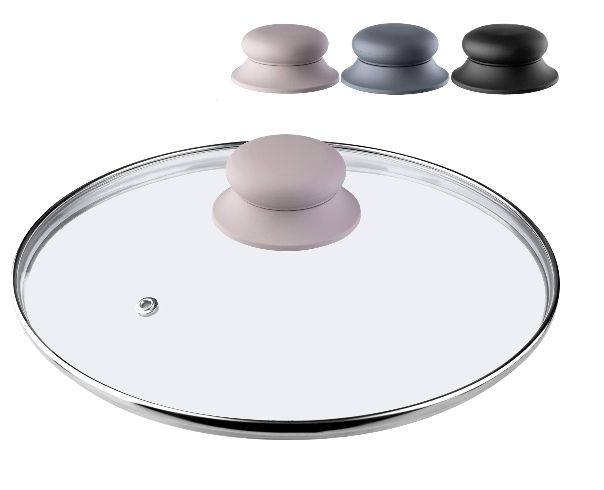 KADAX Glass Lid with Silicone Handle, Heat Resistant Lid for Pots and Saucepans, Durable Lid with Steam Vent, Transparent Cooking Lid (Beige, 20 cm)