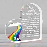 Rainbow Bridge Dog Memorial Gifts Loss of Dog Sympathy Gift Pet Memorial Gifts for Dogs Heart Shape Acrylic Sign Pet Commemoration Acrylic Heart Plaque for Home Farmhouse Office Desktop
