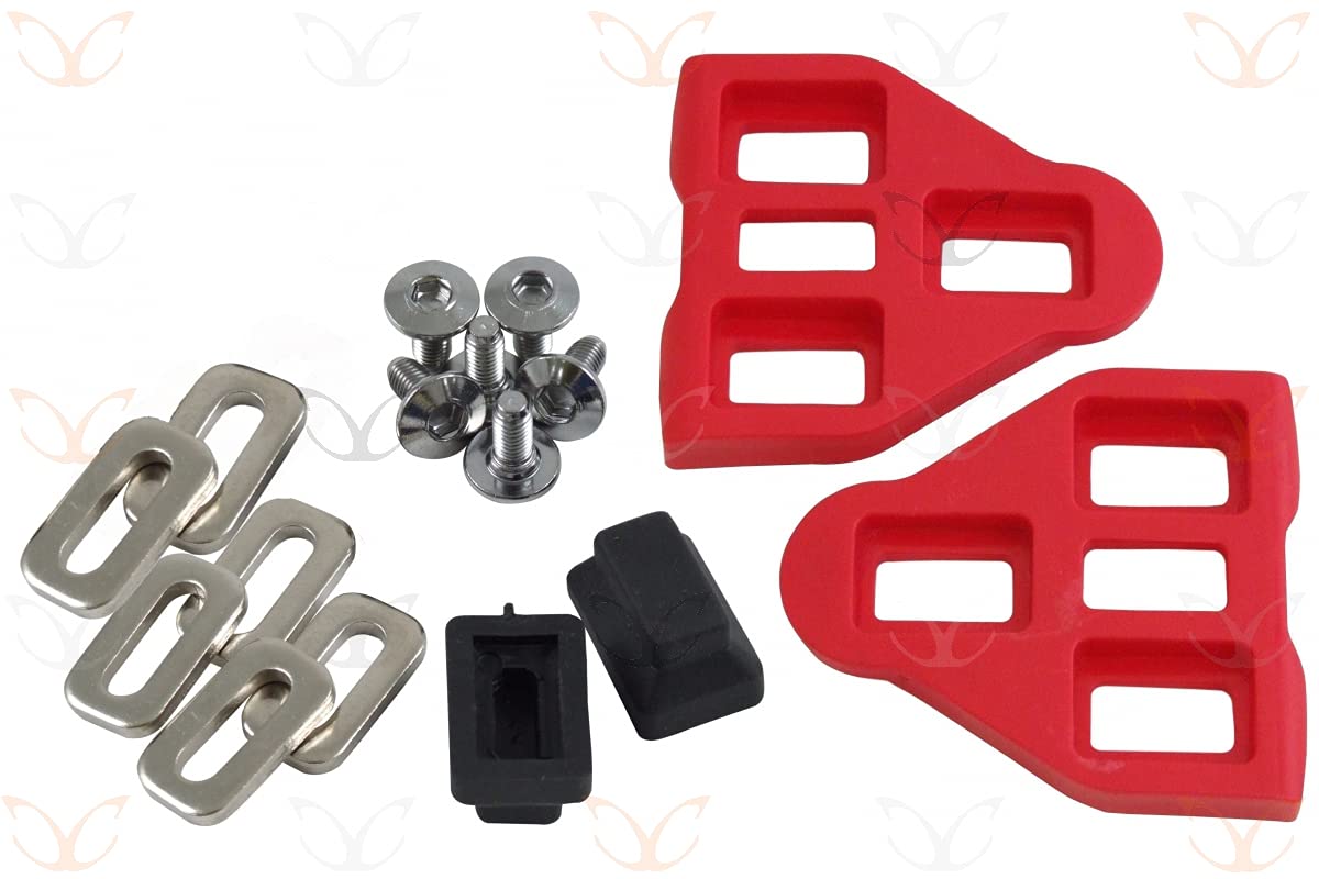 1 Pair of CarbonCycles Red LOOK Delta Compatible Pedal Cleats with Fittings, Screws and Washers