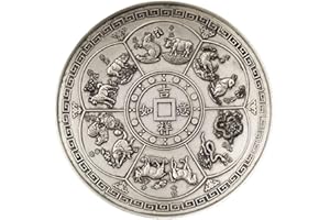 YIQILAFADA Chinese Zodiac Sign Plate Constellation Star Sign Silver Tray for Collection