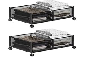 2 Pack Under Bed Storage with Wheels Underbed Storage Bins Metal Under The Bed Drawers Containers Organizers Closet for Shoes