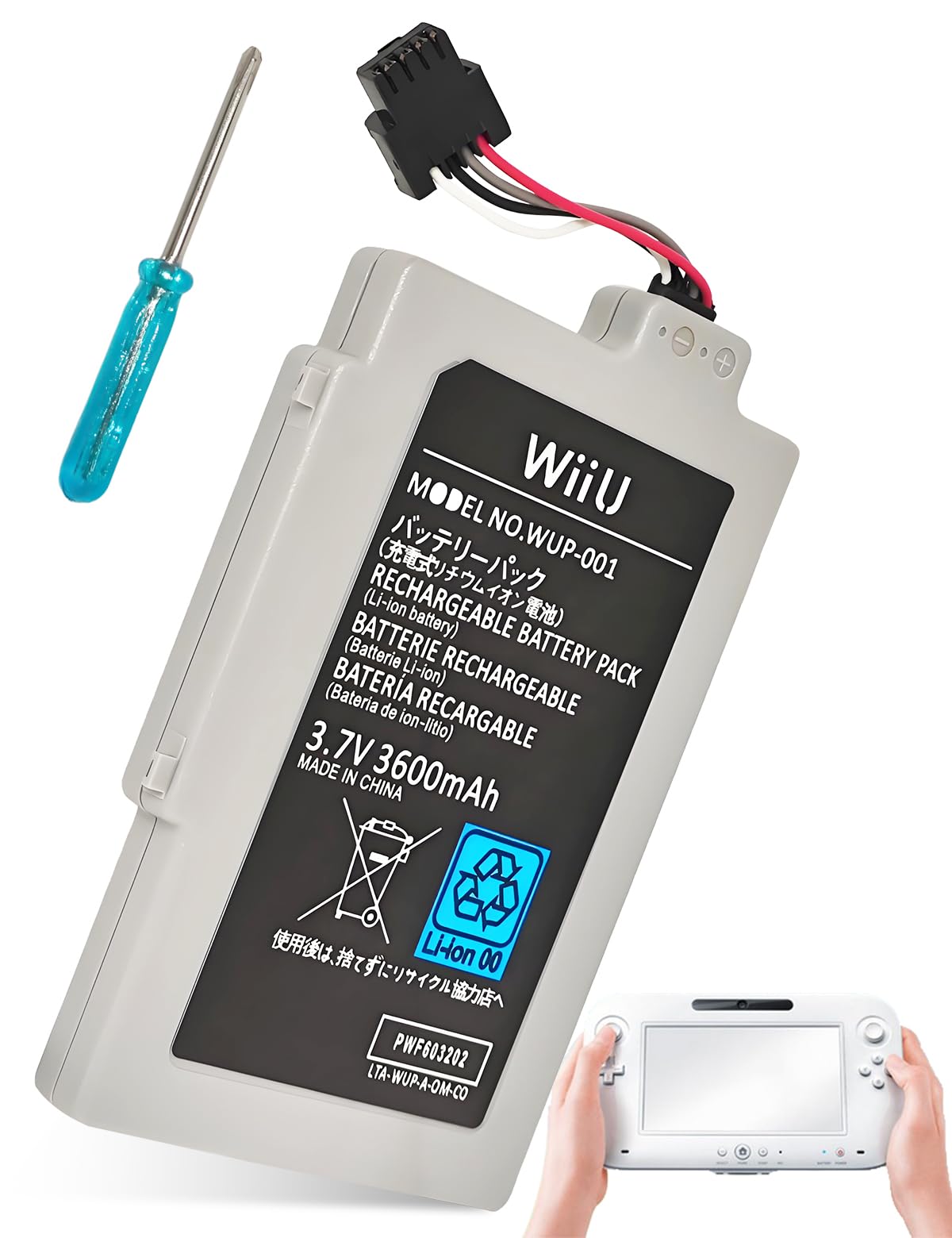 ROYEUEU for Wii U Gamepad Battery Replacement - Compatible with Nintendo Wiiu Game Pad WUP-012 WUP-010 Gameplay Controller Battery Pack 3600mah