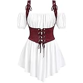ROSE GAL Women Plus Size Gothic Off The Shoulder Top Medieval Renaissance Corset Shirt Top