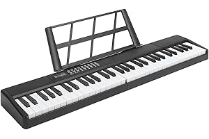 SUNGOOYUE 61 Key Foldable Electronic Keyboard, BT Rechargeable Portable Piano Keyboard with Built in Tones Rhythms and Effect