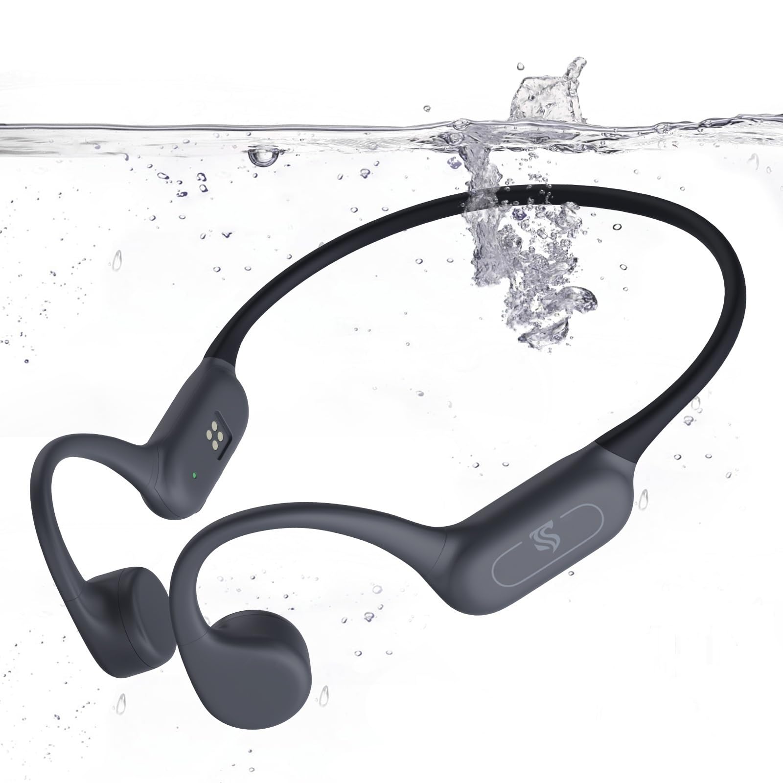 Photo 1 of Roujune Bone Conduction Headphones IPX8 Waterproof Swimming Headphones Open Ear Headphones with MP3 Mode 32GB Memory 8H Playtime Bluetooth 5.4 Ear Buds Secure Fit for Running and Fitness (Gray)