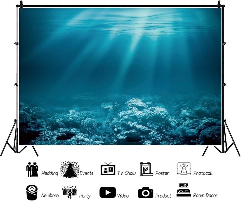 Camera Photo Accessories Yeele 12x8ft Blue Water Backdrop Deep Sea Bed Coral Reef Underwater Photography Background 1st First Birthday Decoration Cake Smash Banner Photo Studio Props Wallpaper Electronics