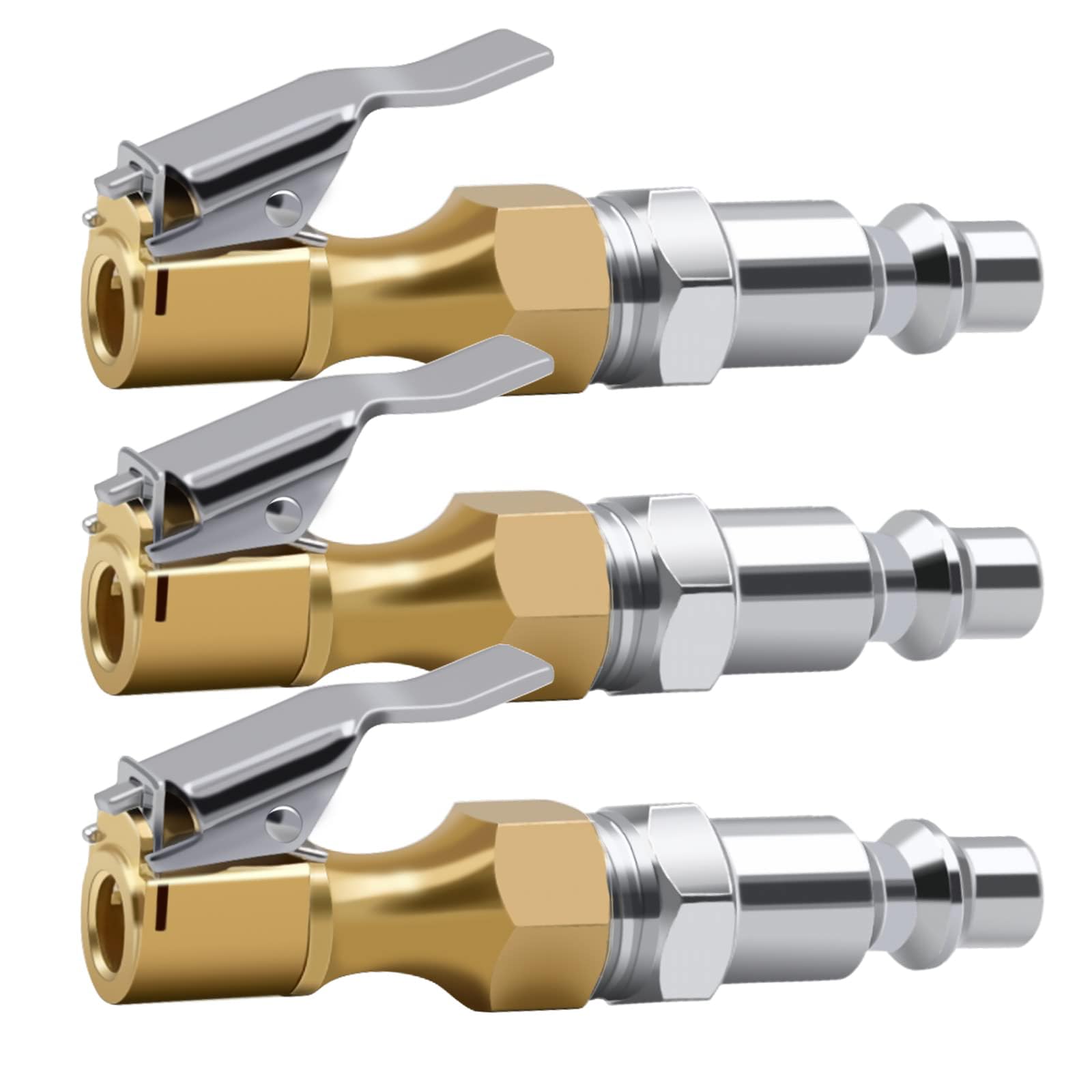 MACHSWON 3 Pcs Air Chuck Heavy Duty Closed Flow Tire Chuck with 1/4" FNPT for Tire Inflator Gauge Compressor Accessories