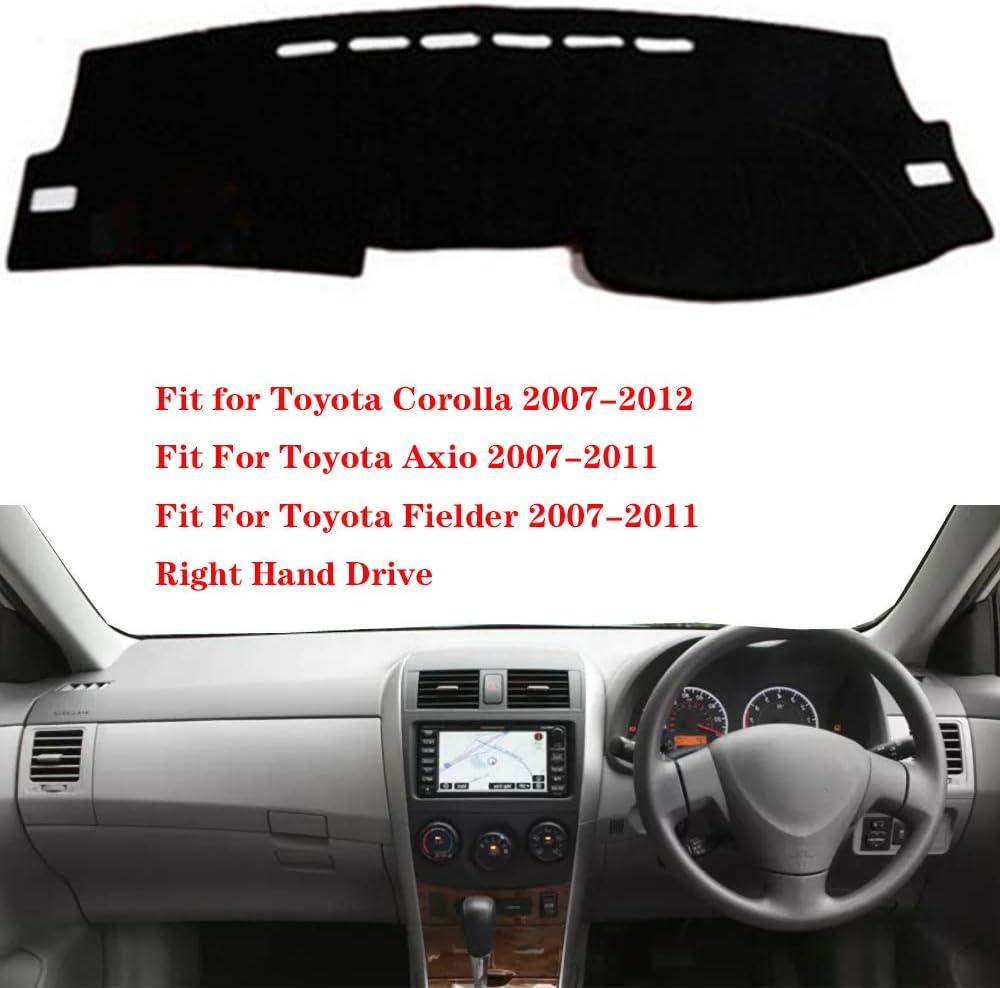N2Qnice Car Auto Dashboard Cover for Toyota Corolla 2007-2012, for Toyota Axio 2007-2011, for Toyota Fielder 2007-2011 Right Hand Drive Dashmat Pad Carpet Dash Mat