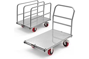 PHEXOD 2IN1 Steel Panel Truck Cart, 2500LBS Heavy Duty Flatbed Cart Dolly with 6" Swivel Brake Wheels, 36x24 INCH 2MM Plate P