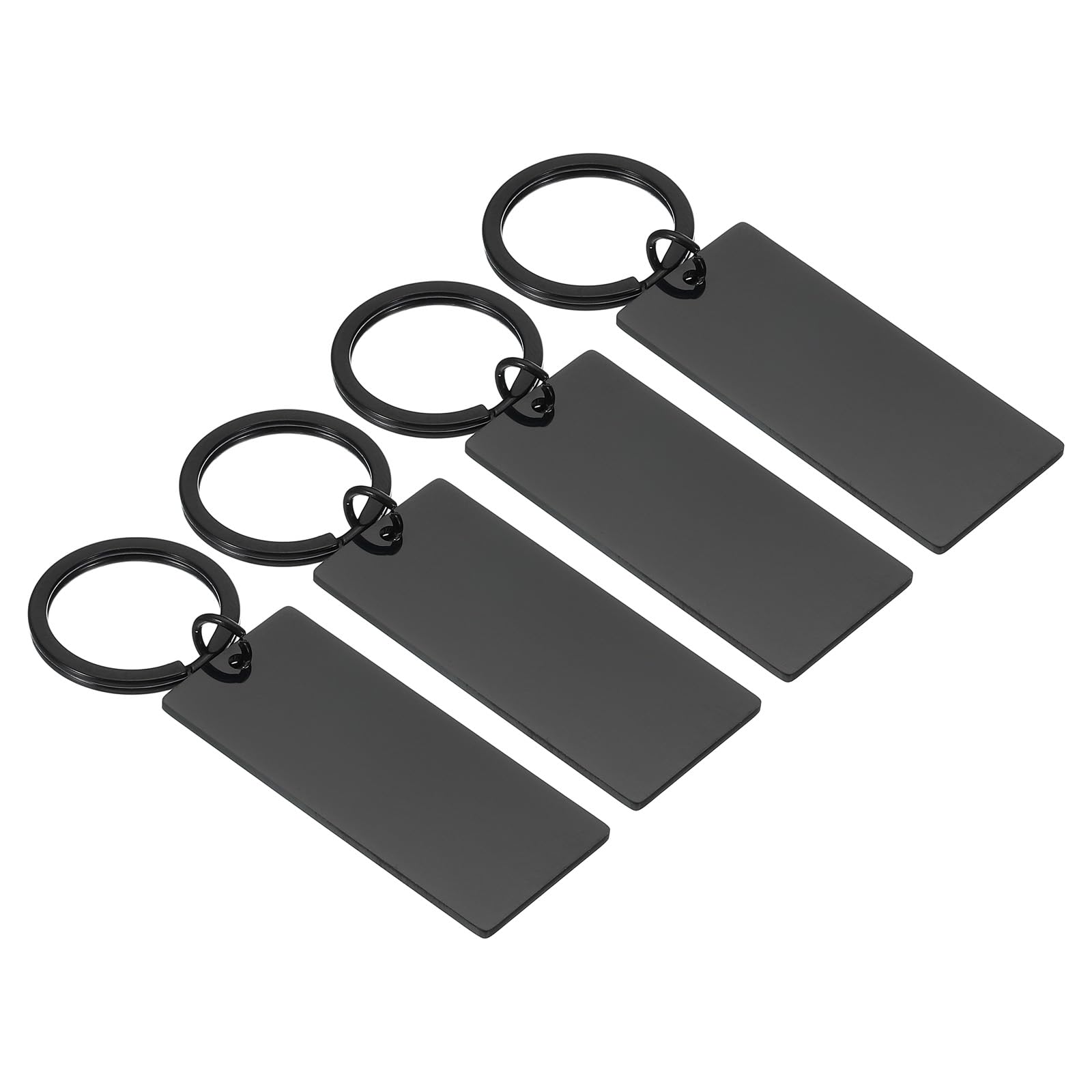 PATIKIL 4Pcs Metal Stamping Blanks, Metal Keychain Blanks Rectangle Stamping Tags Blanks Stainless Steel DIY Name Tag for Laser Engraving Lover, Black