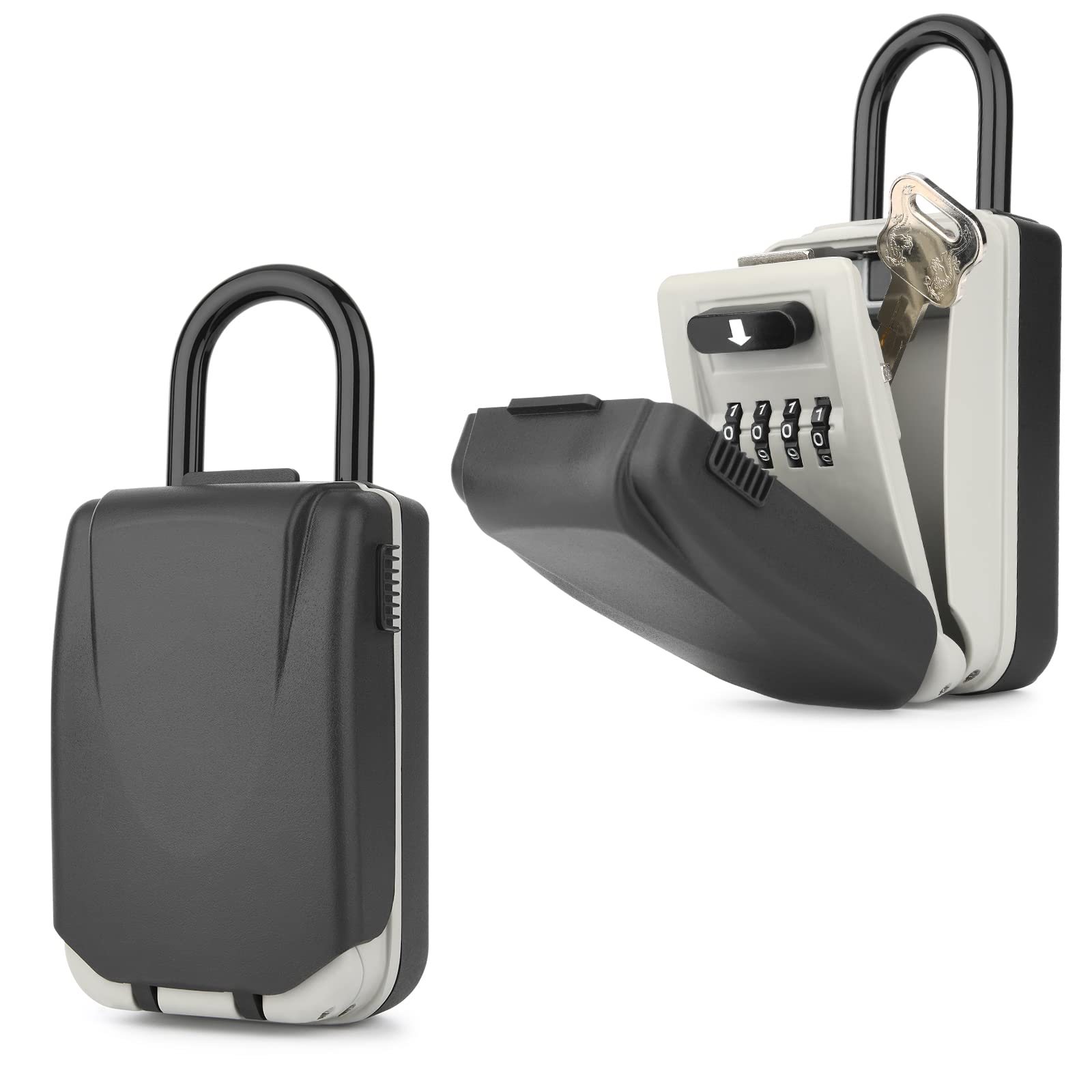 Mafiti Key Safe Lock Box with Shackle,Key Lock Box Outdoor,4 Digit Combination Waterproof Lock Box for Home Storage,Outside,Realtors,Garage Spare