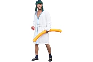 Mainfini 3 Pcs Men's Cousin Robe Costume Christmas White Robe with Trapper Hat & Belt (M-XL)