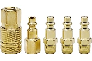 Brass Quick Coupler Air Hose Connector Set /4 Inch For NPT Fitting for Compressor, Quick Connect Air Line with Rotating Male 