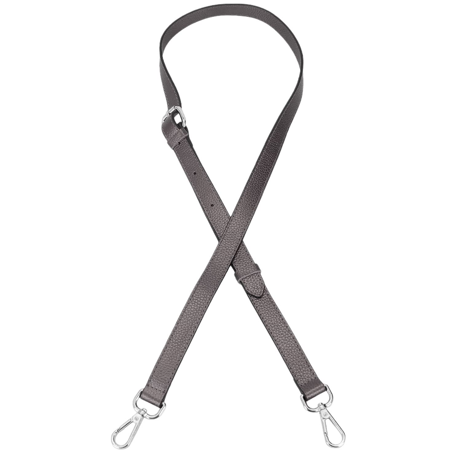 Live Up Full Grain Leather Adjustable Replacement Cross Body Purse Shoulder Strap Handbag Bag Wallet, 2/3” Wide(Silver Gray-Silver Lock)