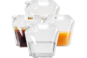 COSELL 4 Pack Collapsible Water Jugs, 1.3/2.6 Gallon - Freezable, BPA Free Clear Plastic Water Bag with Handle for Outdoor, Camping, Emergency, Hiking - Leakproof Collapsible Water Container Bags(4 x 10L)