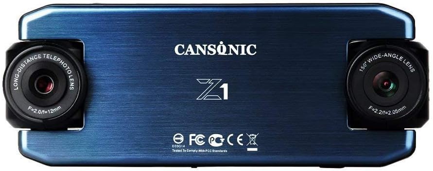 Cansonic UltraDuo Z1 Dual Lens Dash Cam Car Camera Dashboard Digital Driving Video Recorder HD 1080P, 150 Degree Wide Angle, 160 ft Zoom in Lens, G-Sensor, WDR Night Mode, Parking Mode, HighQ LCD