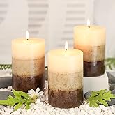 Pillar Candles Vanilla Cupcake Scented Immeiscent Aromatherapy Candle 50+ Hours Clean Burning Long Lasting Mottled Layered Candles for Home Scented SPA Restaurant Set of 3