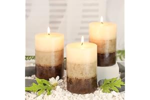 Pillar Candles Vanilla Cupcake Scented Immeiscent Aromatherapy Candle 50+ Hours Clean Burning Long Lasting Mottled Layered Candles for Home Scented SPA Restaurant Set of 3