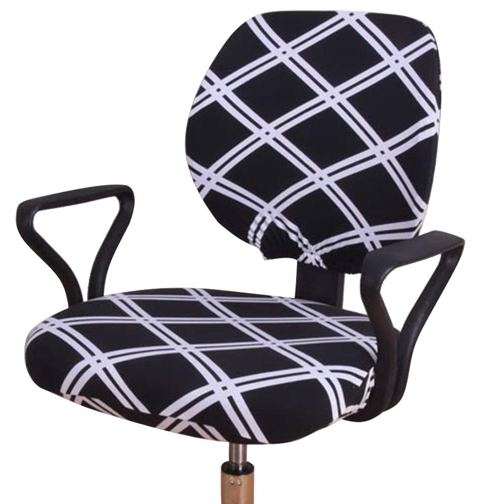 Echaprey Two-Piece Universal Anti-Dust Stretchable Rotating Swivel Computer Office Chair Cover Washable Removable Armchair Covers (Style 1)