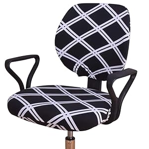 Echaprey Two-Piece Universal Anti-Dust Stretchable Rotating Swivel Computer Office Chair Cover Washable Removable Armchair Covers (Style 1)