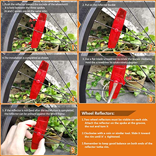 BSK Red Bicycle Wheel Spoke Night Safety Warning Reflectors, 2 Packs-Red - Thumbnail 4