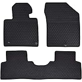 Megiteller Car Floor Mats Custom Fit for Hyundai Santa Fe 2019 2020 Odorless Washable Heavy Duty Rubber (All Weather) Floor Liners Front and Rear Row Set Black