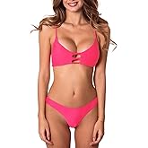 RELLECIGA Womens Bikini Lace Up Cheeky Brazilian Bikini Sets Low-Rise Swimsuits