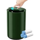 Small Bathroom Trash Can with Lid, 2.1 Gallon Plastic Garbage Can Green | Stylish Decor Sturdy Trash Bin with Trash Bags Round Wastebasket with Pop-Up Lid for Kitchen Bedroom Office College Dorm